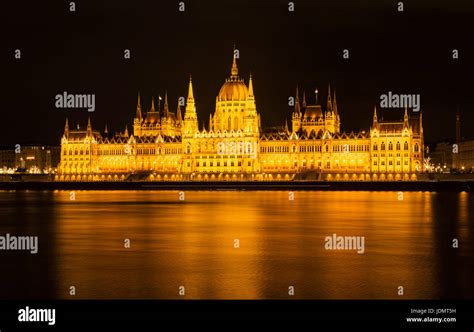 Hungarian Parliament By Night Stock Photo - Alamy