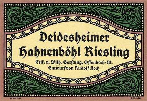 Deidesheimer Hahnenbohl Riesling, wine label | Rudof Koch (G… | Flickr