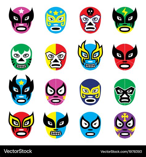 Lucha libre luchador mexican wrestling masks icon Vector Image