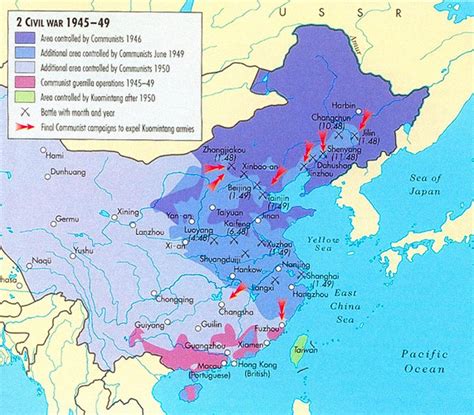 Map of the Chinese Civil War from 1945 to 1949,... - Maps on the Web