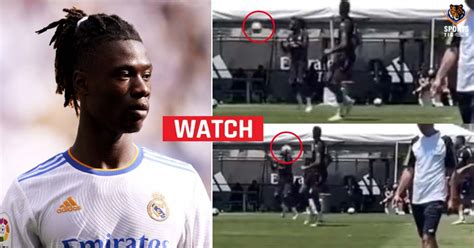 WATCH: Eduardo Camavinga gets hit in face during Real Madrid training