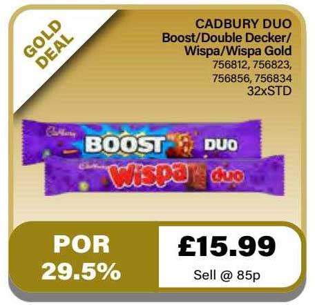 Cadbury Duo Boost-double Decker-wispa-whispa Gold Offer at Bestway - 1Offers.co.uk