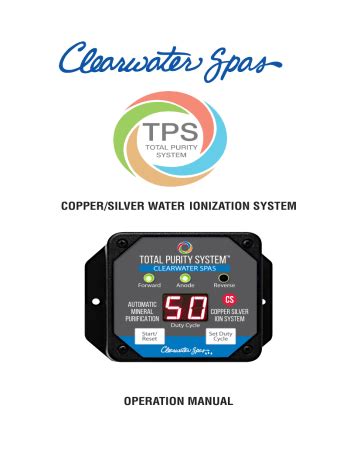 Clearwater Spas TPS Operation Manual | Manualzz