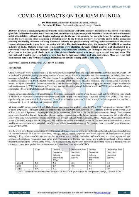 (PDF) COVID-19 IMPACTS ON TOURISM IN INDIA