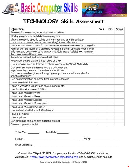 Technology Skills Assessment Template