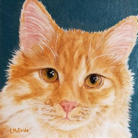 Orange Tabby Cat Original ginger cat oil painting 5 x 5 on | Etsy