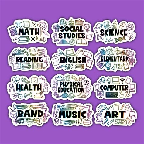 Choice of School Subject Stickers Course Labels School - Etsy | Classroom subject labels, School ...