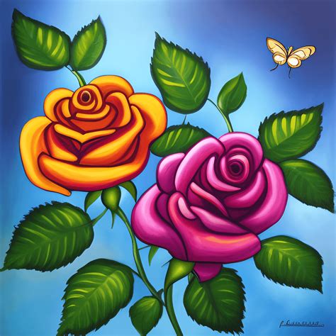 Rose and Butterfly Painting · Creative Fabrica