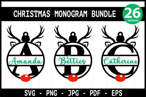 Christmas Split Monogram Alphabet, Trees, winter bundle SVG