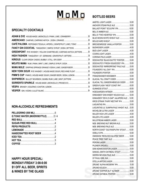 MōMō Pizzeria & Ristorante menu in Lincoln, Nebraska, USA