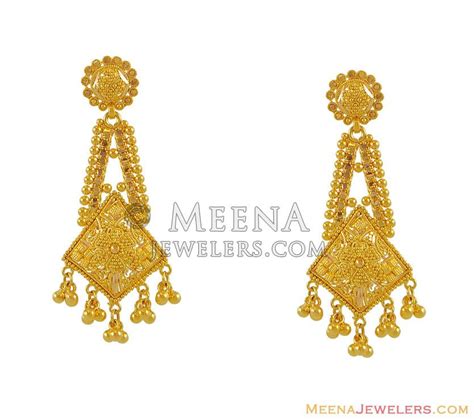 22K Gold Earrings - ErEx7571 - 22Kt Gold Fancy Earrings with filigree ...