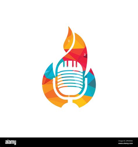 Fire Podcast logo design template. Flame fire podcast mic logo vector icon illustration Stock ...