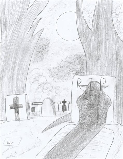 October Halloween Graveyard Sketch by lol20 on DeviantArt