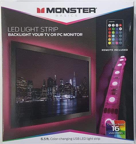 Monster Basics Color Changing USB LED Light Strip – 6.5 Feet – BrickSeek