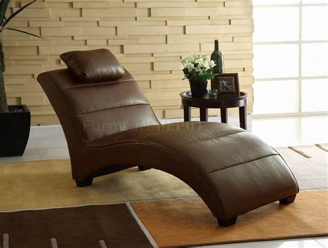 Brown Bonded Leather Modern Chaise Lounger w/Pillow