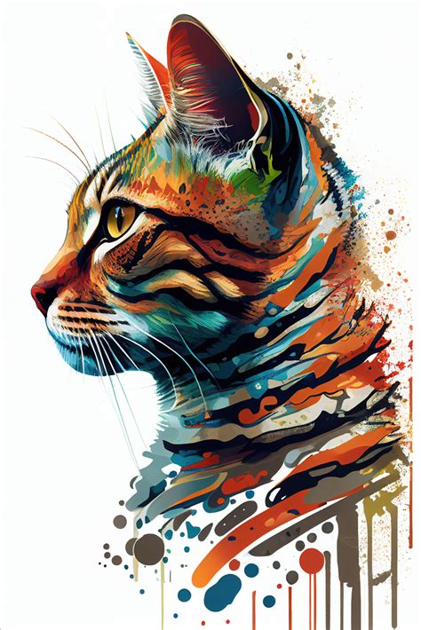 'Colorful Bengal Cute Cat' Poster, picture, metal print, paint by ...