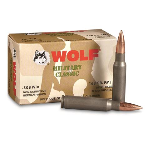 Wolf, .308 Winchester, FMJ, 168 Grain, 20 Rounds - 421105, .308 ...