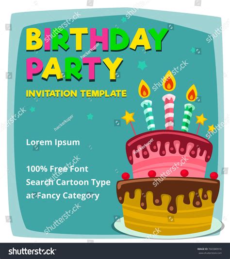 Vector Cartoon Fun Birthday Party Invitation Stock Vector (Royalty Free ...