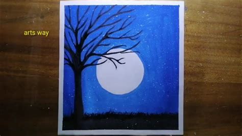 Easy & simple Moonlight Night painting for beginners with Poster Colour ...