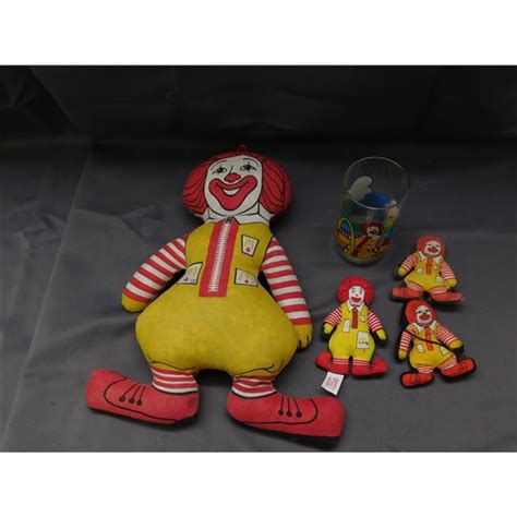 Lot of 5pcs McDonalds Ronald McDonald Plush Toys, 1 Glass Cup