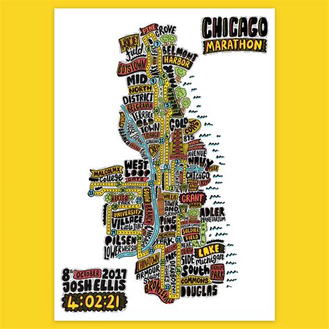 Personalised Chicago Marathon Route Map By Harkiran Kalsi ...