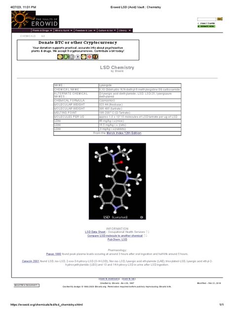 Erowid LSD (Acid) Vault - Chemistry | PDF | Lysergic Acid Diethylamide ...