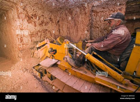 Tunneling machine digger in an underground opal mine. Coober Pedy, South Australia, AUSTRALIA ...