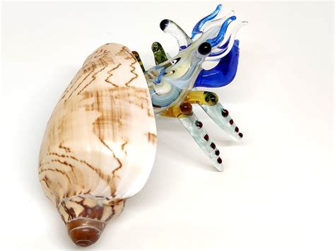 Seashell Hermit Crab Figurines Animals Hand Blown Glass Art | Etsy