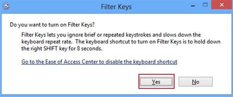 How to Turn on and Turn off Filter Keys in Windows 8 and 7