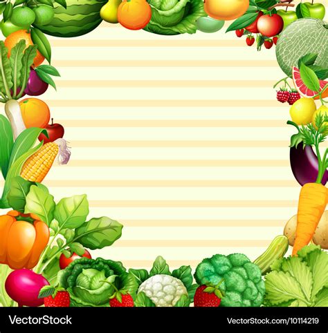 Frame design with vegetables and fruits Royalty Free Vector