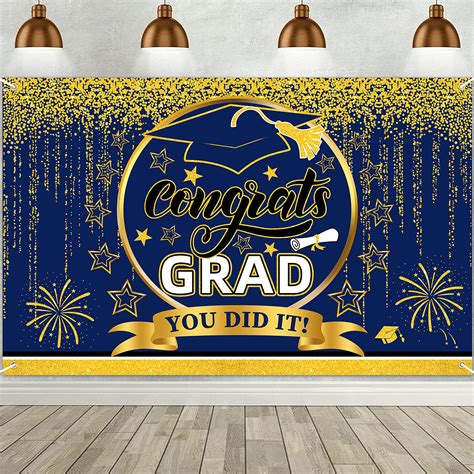 Buy Class of Grad 2023 Background Banner,Blue and Gold Graduation ...