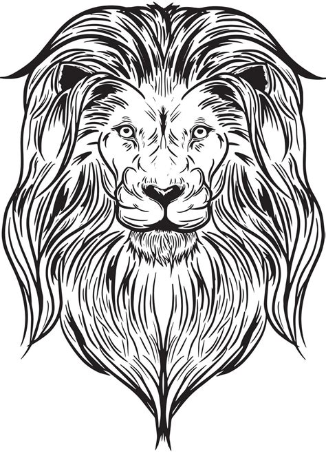 A lion head in black and white vector illustration 2267506 Vector Art ...