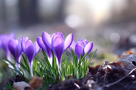 Premium AI Image | Spring purple crocus flower