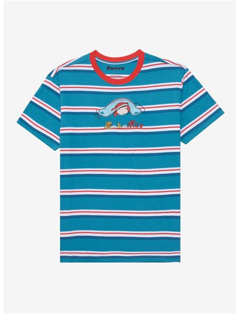 Studio Ghibli Ponyo Portrait Embroidered Striped T-Shirt - BoxLunch ...