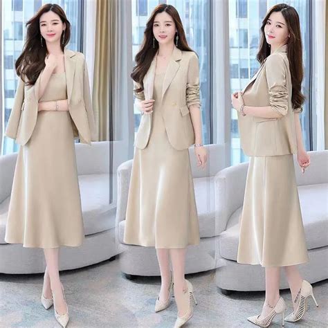 2PCS [ Blazer + Dress ] Fashion Suit Plus Size Loose Set Blazer Office/Formal OL Wear Ladies ...