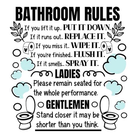 Bathroom Rules SVG Sign Bathroom SVG Bathroom Funny Sign | Etsy ...