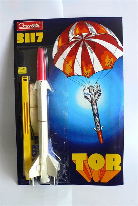 Vintage Quercetti TOR Space ROCKET Parachute Flying Toy MOC