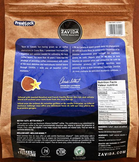 Costco Zavida Hazelnut Vanilla Flavored Coffee Review - Costcuisine