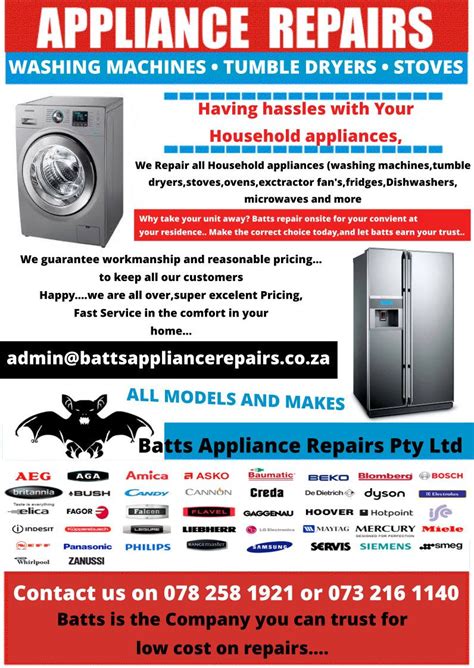 Batts Appliance Repairs Pty Ltd in Western Cape, Cape Town, South Africa :-) Contact us on 078 ...