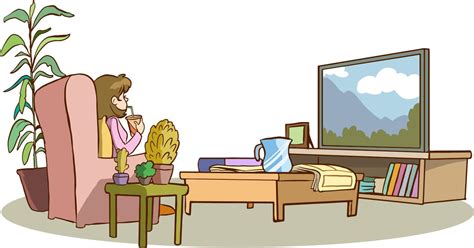 woman watching tv cartoon vector illustration 16883429 Vector Art at ...