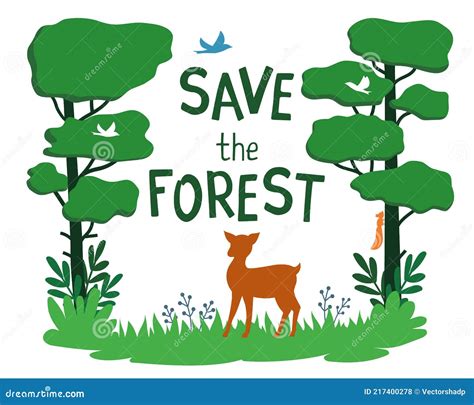 Save The Forest, ECO Poster On The Theme Of Wildfires Cartoon Vector | CartoonDealer.com #171299119