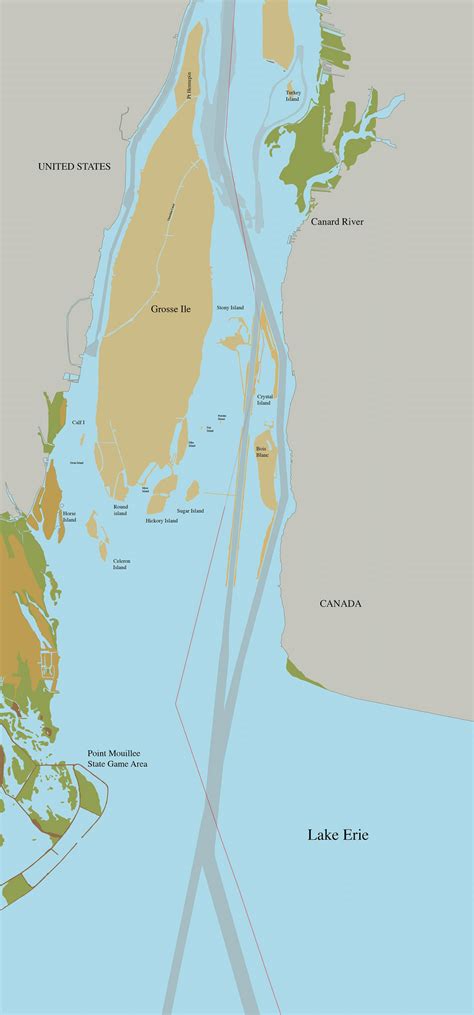 Map of the lower Detroit River showing Bois Blanc Island, Crystal Bay ...