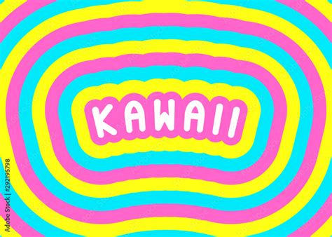 "Kawaii" word (means "lovable", "cute", or "adorable") poster, card. Japanese style template ...