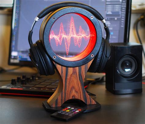 This Headphone Stand Has a Light-up Waveform at Its Center