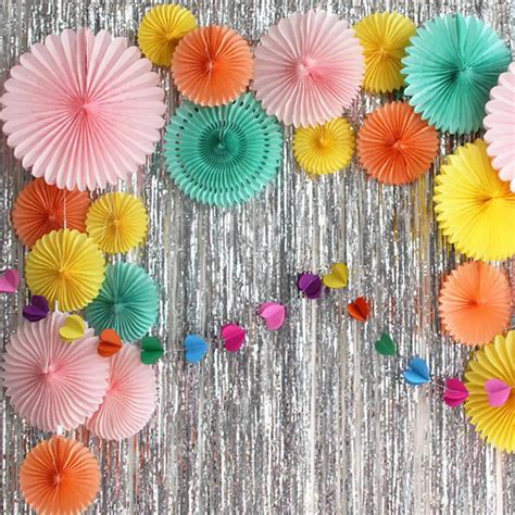 15 30cm DIY Hanging Tissue Paper Fans Flower Decorative Wedding Party Paper Crafts for Wedding ...