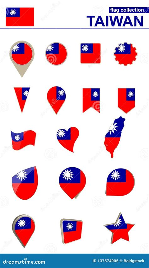 Taiwan Flag Collection. Big Set for Design Stock Vector - Illustration of graphic, taiwan: 137574905