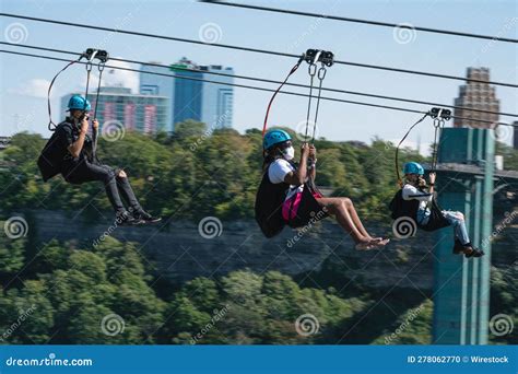 Zooming Down the Niagara Falls Zipline Stock Photo - Image of happy, landscape: 278062770