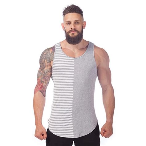 Free shipping Luxe Stripe tank top men good tank tops cotton singlet ...