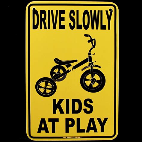 DRIVE SLOW KIDS AT PLAY Metal Street Sign Child Safety Caution/Children Warning - Walmart.com