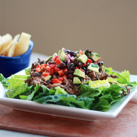 Barbacoa Beef Salads with Black Bean Avocado Salsa